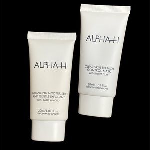 Alpha-H balancing moisturiser and gentle exfoliant and blemish control mask